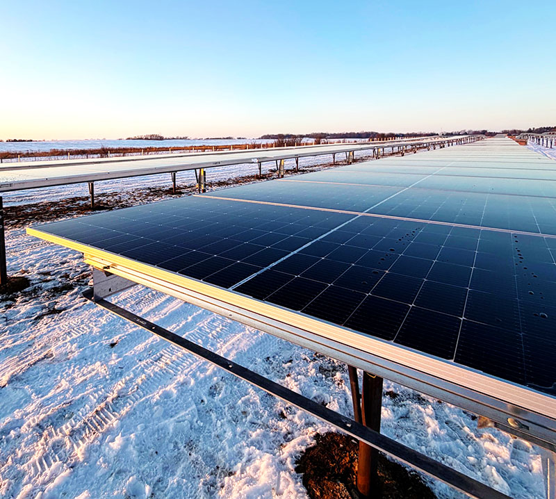 Close-up view of PureSky Energy's Wildcat Solar in Illinois