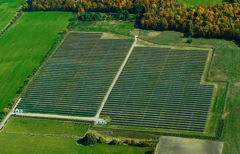 Aerial view of New York community solar farm Mt. Morris Nunda with PureSky Energy