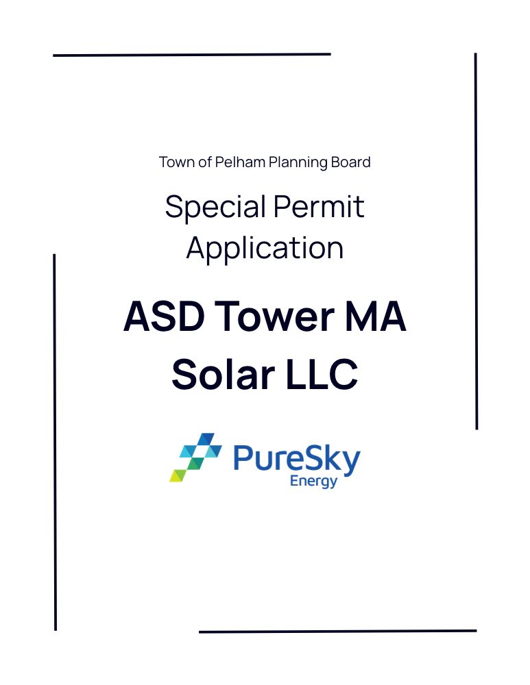 Special Permit Application Cover Page for Tower Road
